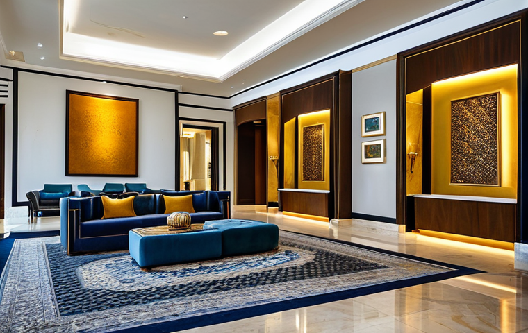 The Merchant House - Art & Sophistication**
"A stylish hotel lobby, showcasing modern art pieces and comfortable seating, The Merchant House, Manama, Bahrain, daytime, interior shot, warm lighting, safe for work, appropriate content, fully clothed guests admiring art, professional interior design photography, perfect anatomy, correct proportions, natural pose, modest clothing, professional."
**