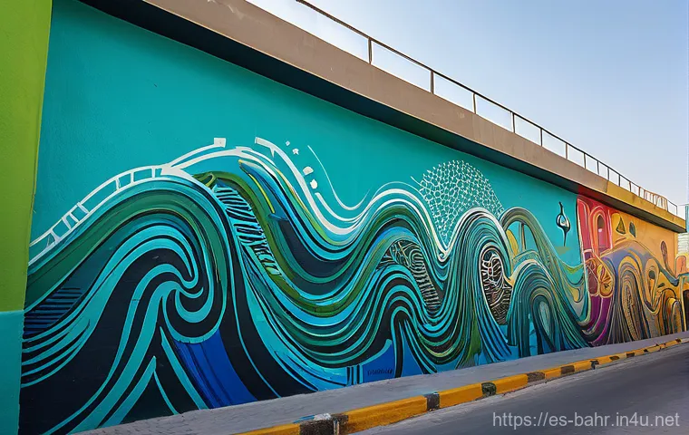 바레인의 예술과 디자인 - **Vibrant Street Art in Adliya's Block 338**: A dynamic mural painted on an urban wall in Block 338,...