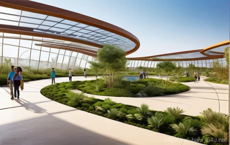 바레인의 식물원 - **Prompt:** A vibrant, panoramic view of the Bahraini desert, showcasing unexpected resilience and l...