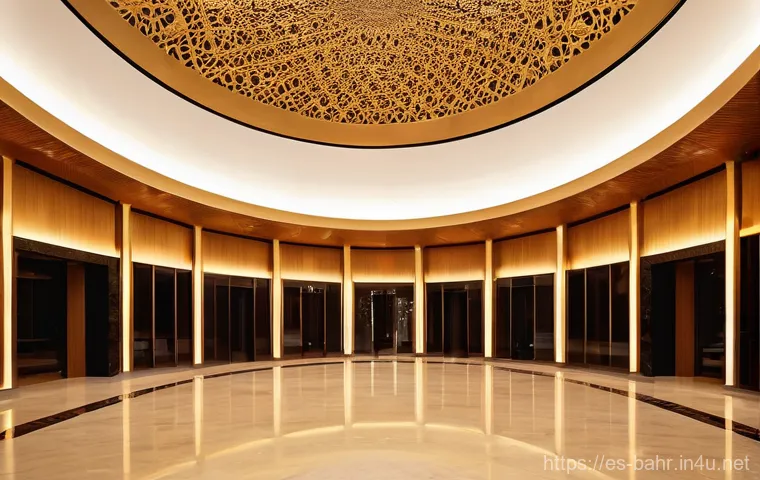 바레인의 오페라 하우스 - **"A breathtaking exterior view of the Bahrain National Theatre at sunset, its majestic glass facade...