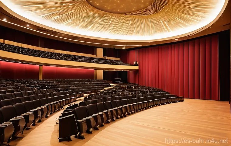 바레인의 오페라 하우스 - **"An opulent interior shot of the Bahrain National Theatre's main lobby or grand hallway. The scene...
