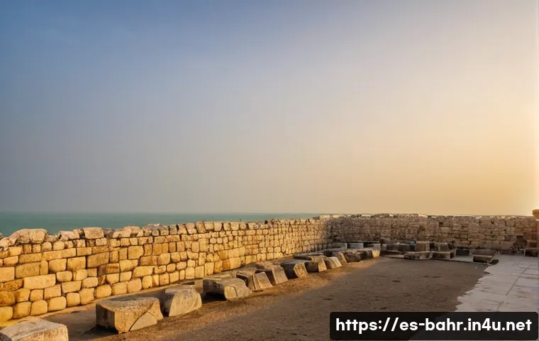 바레인 유명한 성곽 - **Prompt for Qal'at al-Bahrain (Bahrain Fort):**
    "A stunning wide shot of Qal'at al-Bahrain (Bah...