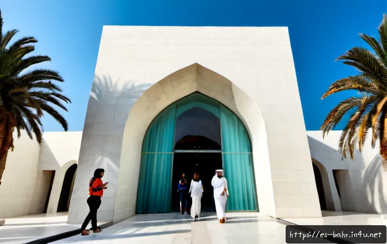 Home 17 바레인의 현대 미술관 - Photorealistic exterior of a contemporary art museum in Manama, Bahrain, sculptural white limestone ...